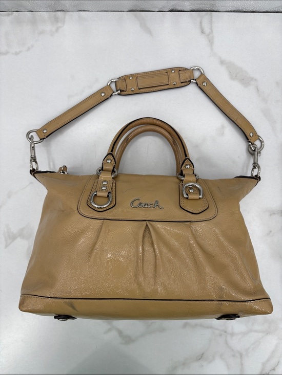 Coach Handbags - Coach Beige/Tan Leather Shoulder Satchel with Removable Strap